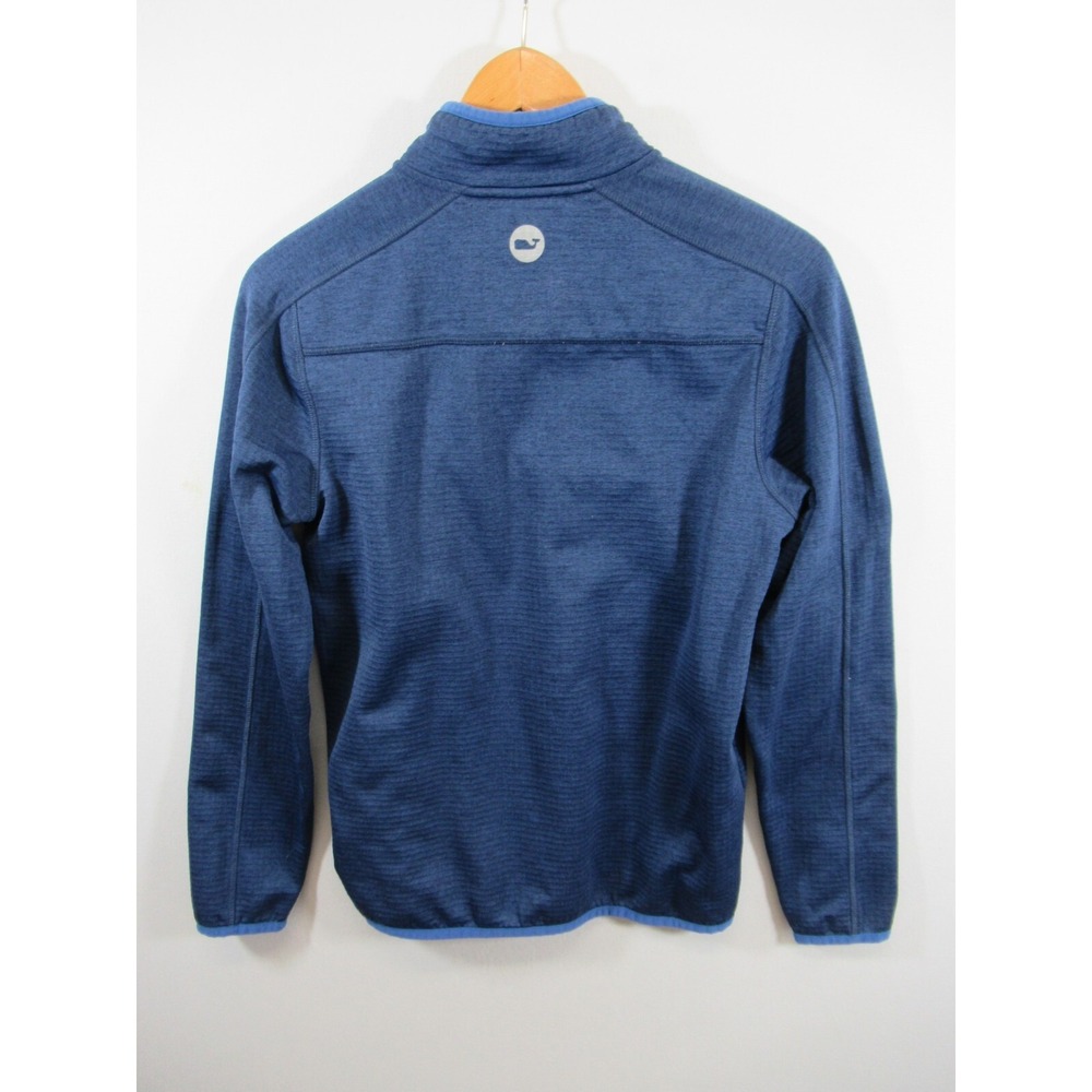 Vineyard Vines Grid Fleece 1/4 Zip Pullover Boys L 16 Blue - Picture 7 of 7